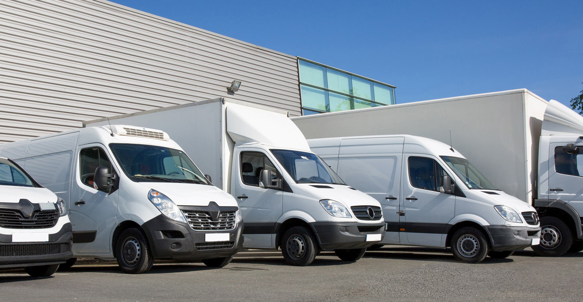 van transportation fleet of cargo trucks courier service truck p